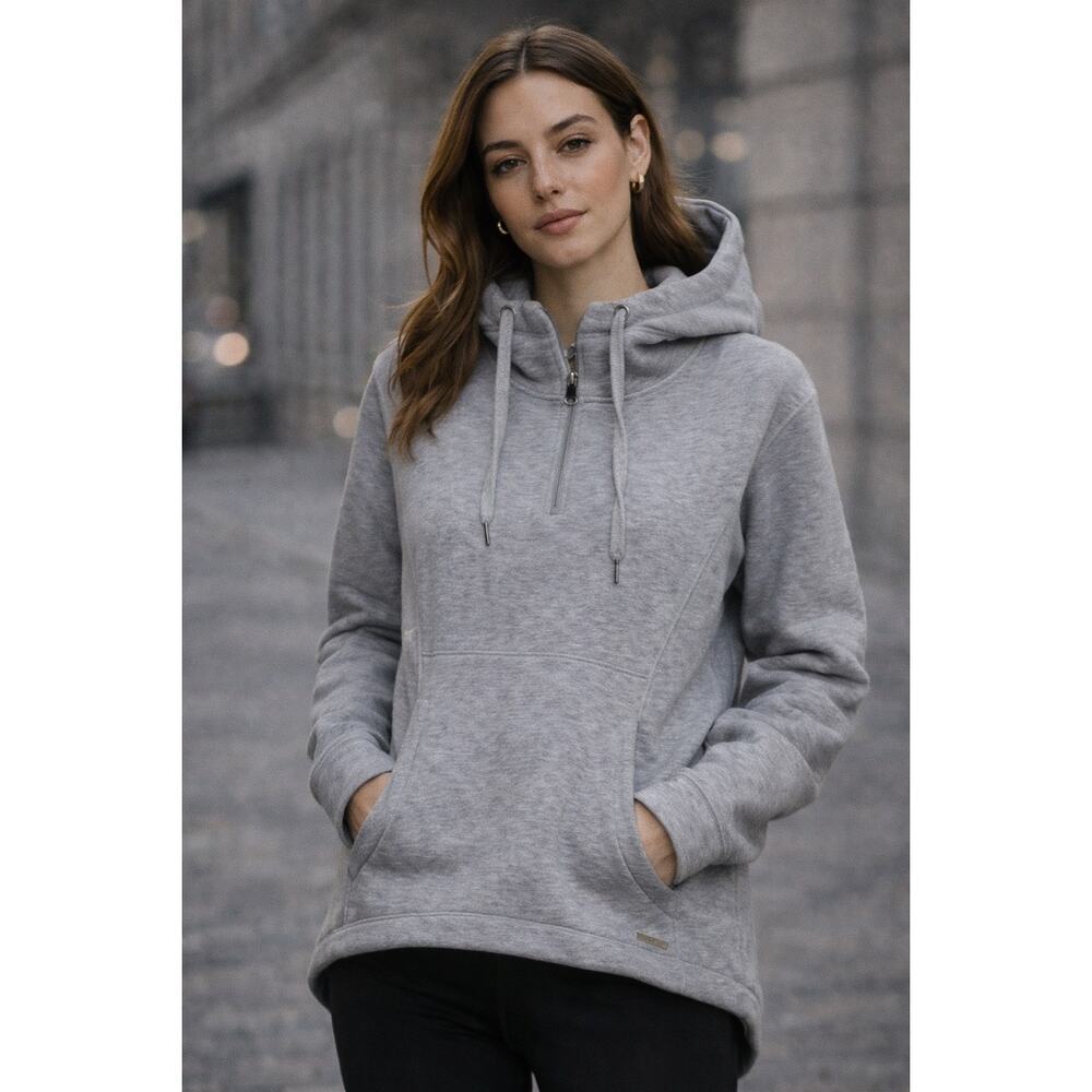 Sweaty Betty Thick Scuba Long Sleeve 1/2 Zip Pullover Hoodie Heathered Gray S